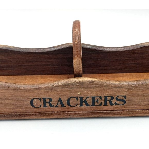 Wooden Cracker Server Wood Caddy 13 Inch Vintage Taiwan Vintage Tray For Serving - Picture 7 of 11